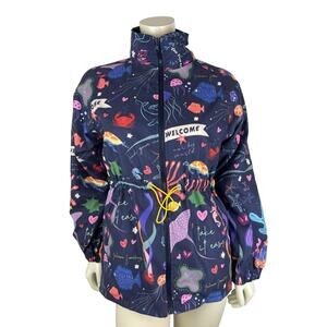 Juliana Sanchez Welcome to the Sea Jacket Size S Zip Ocean Colorful Art to Wear